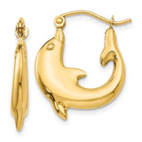 14k Polished Dolphin Hoop Earrings