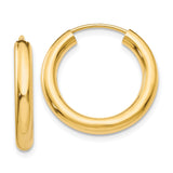 14k 3.00x20mm Polished Endless Tube Hoop Earrings