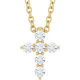 14K Yellow Gold 1/6 CTW Natural Diamond Cross 16-18" Necklace