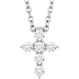 Platinum 1/6 CTW Natural Diamond Cross 16-18" Necklace