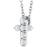 Sterling Silver 1/6 CTW Natural Diamond Cross 16-18" Necklace