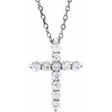 Platinum 1/4 CTW Natural Diamond Cross 16-18