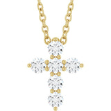 14K Yellow Gold 1/4 CTW Natural Diamond Cross 16-18" Necklace