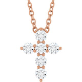 14K Rose Gold 1/4 CTW Natural Diamond Cross 16-18" Necklace