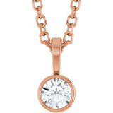 14K Rose Gold 1/10 CT Natural Diamond Bezel-Set Solitaire 16-18