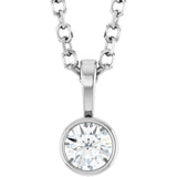 Sterling Silver 1/10 CT Natural Diamond Bezel-Set Solitaire 16-18