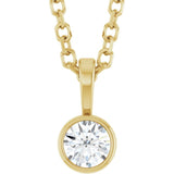 14K Yellow Gold 1/10 CT Natural Diamond Bezel-Set Solitaire 16-18