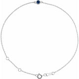 14K White Gold Lab-Grown Blue Sapphire Bezel-Set Solitaire 6 1/2-7 1/2