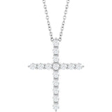 Platinum 1/2 CTW Natural Diamond Cross 16-18