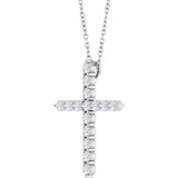 14K White Gold 1/2 CTW Natural Diamond Cross 16-18" Necklace
