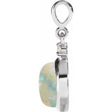 14K White Gold 8 mm Natural White Opal & .03 CT Natural Diamond Pendant