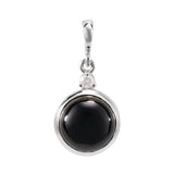 Sterling Silver 8 mm Natural Black Onyx & .03 CT Natural Diamond Cabochon Pendant