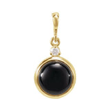 14K Yellow Gold 8 mm Natural Black Onyx & .03 CT Natural Diamond Cabochon Pendant