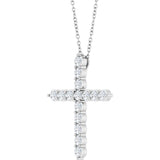 Platinum 3/4 CTW Natural Diamond Cross 16-18" Necklace