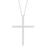 14K White Gold 1 CTW Natural Diamond Cross 16-18