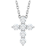 14K White Gold 1/4 CTW Lab-Grown Diamond Cross 16-18