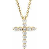 14K Yellow Gold 1/4 CTW Lab-Grown Diamond Cross 16-18