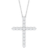 14K White Gold 3/4 CTW Lab-Grown Diamond Cross 16-18