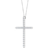 14K White Gold 1 CTW Lab-Grown Diamond Cross 16-18" Necklace