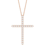 14K Rose Gold 1 CTW Lab-Grown Diamond Cross 16-18" Necklace