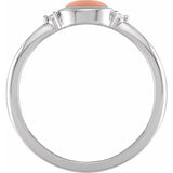 Platinum Natural Pink Coral & .03 CTW Natural Diamond Ring
