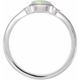 Platinum Natural White Opal & .03 CTW Natural Diamond Ring