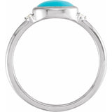 14K White Gold Natural Turquoise & .03 CTW Natural Diamond Ring
