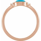 14K Rose Gold Natural Turquoise & .03 CTW Natural Diamond Ring