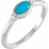 Sterling Silver Natural Turquoise & .03 CTW Natural Diamond Ring