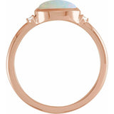 14K Rose Gold Natural Ethiopian Opal & .03 CTW Natural Diamond Ring