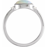 14K White Gold Natural Ethiopian Opal & .03 CTW Natural Diamond Ring