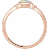 14K Rose Gold Natural White Opal & .03 CTW Natural Diamond Ring