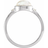 14K White Gold Natural Rainbow Moonstone & .03 CTW Natural Diamond Ring