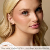 14K White Gold Lab-Grown Ruby Hinged 12.5 mm Hoop Earrings
