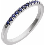 Sterling Silver Lab-Grown Blue Sapphire Stackable Ring