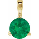 14K Yellow Gold Lab-Grown Emerald Pendant