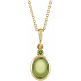 14K Yellow Gold 6x4 mm Natural Peridot 16-18