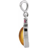 Platinum 6x4 mm Natural Citrine & Natural Pink Tourmaline Pendant