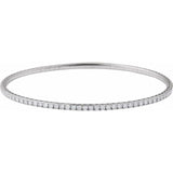 14K White Gold 1 CTW Natural Diamond  Flexible Bangle 7" Bracelet