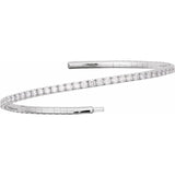 14K White Gold 1 CTW Natural Diamond  Flexible Bangle 7" Bracelet