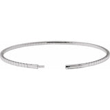 14K White Gold 1 CTW Natural Diamond  Flexible Bangle 7" Bracelet