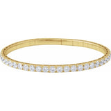 14K Yellow Gold 3 CTW Natural Diamond  Flexible Bangle 7
