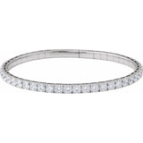 14K White Gold 4 CTW Natural Diamond  Flexible Bangle 7
