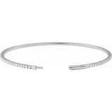 14K White Gold 1 1/2 CTW Natural Diamond Flexible Bangle 7" Bracelet