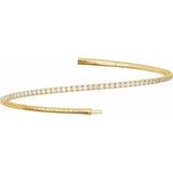 14K Yellow Gold 2 CTW Natural Diamond Flexible Bangle 7" Bracelet