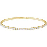 14K Yellow Gold 3 CTW Natural Diamond Flexible Bangle 7