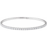 14K White Gold 3 CTW Natural Diamond Flexible Bangle 7