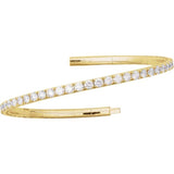 14K Yellow Gold 5 CTW Natural Diamond Flexible Bangle 7" Bracelet