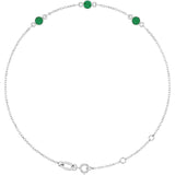 14K White Gold Lab-Grown Emerald Bezel-Set 3-Stone 6 1/2-7 1/2