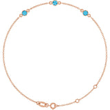 14K Rose Gold Natural Aquamarine Bezel-Set 3-Stone 6 1/2-7 1/2